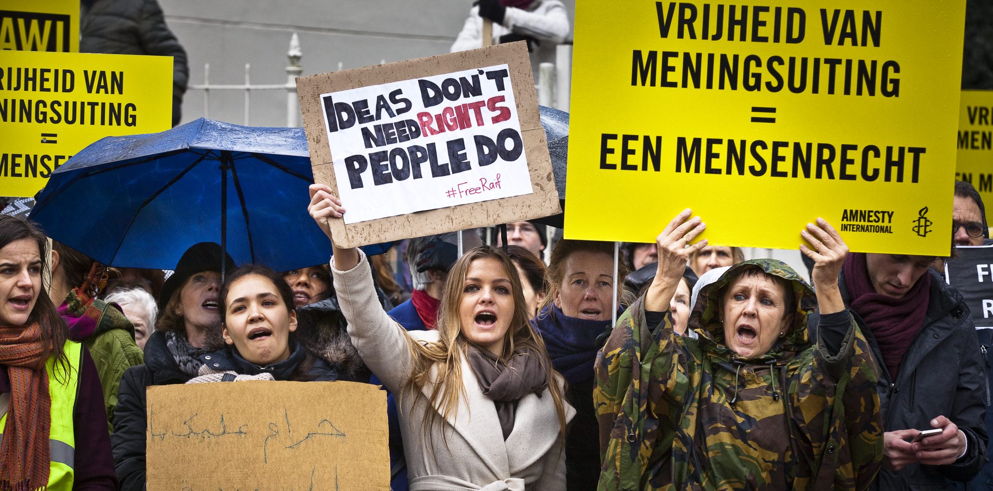 Demonstratie bij de ambassade van Saudi-Arabië in Den Haag