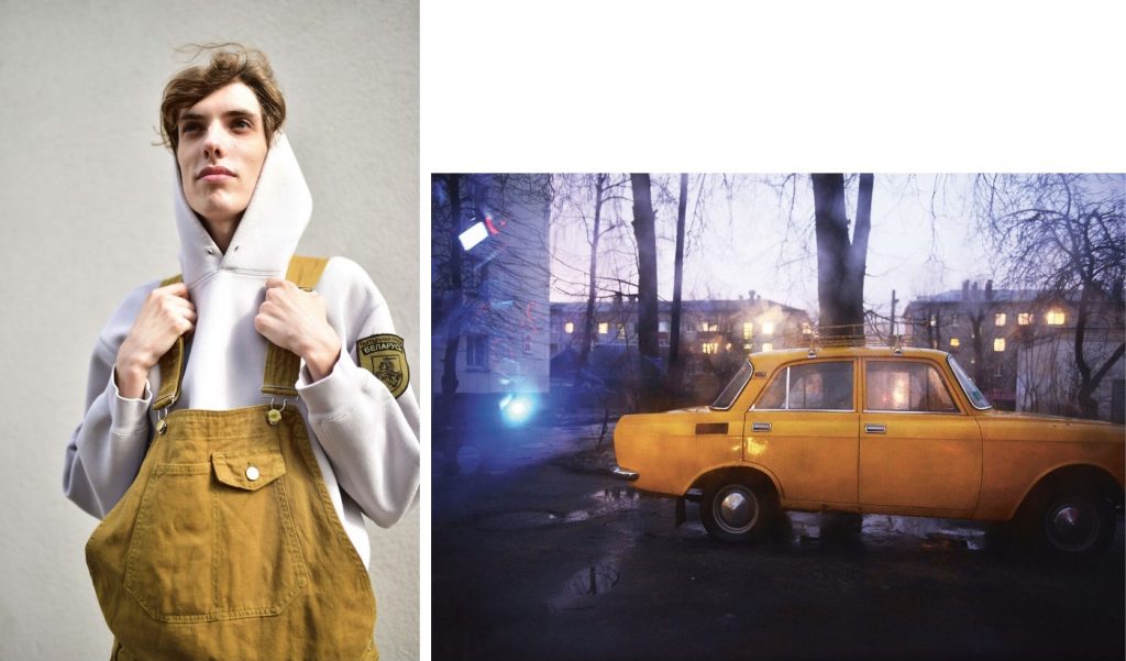 Matsvey is model en woont sinds zijn 4e in Polen. ‘Ik verzet me tegen de waarden uit het verleden. Ik wil openheid, vrijheid, vernieuwing, waarden die verankerd zijn in het heden en vooruitkijken naar de toekomst.’ Rechts: een oude Lada, de kenmerkende Russische auto, in een buitenwijk van de Wit-Russische hoofdstad Minsk.