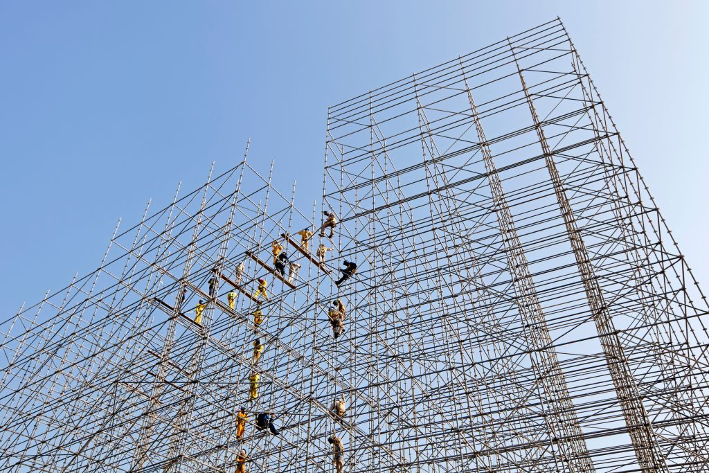 Bouwwerkzaamheden in het centrum van Doha, de hoofdstad van Qatar.
