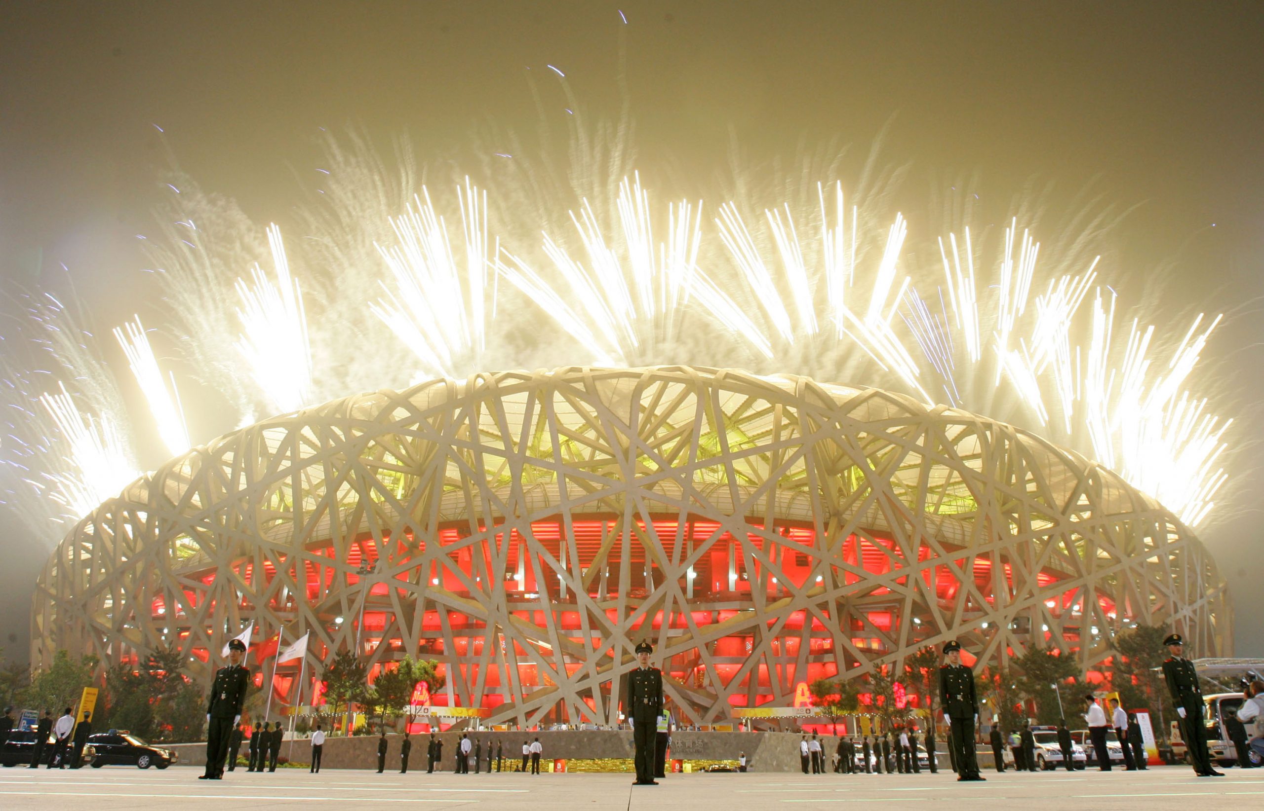 Vuurwerk tijdens de openingsceremonie van de Olympische Spelen in Beijing in 2008.