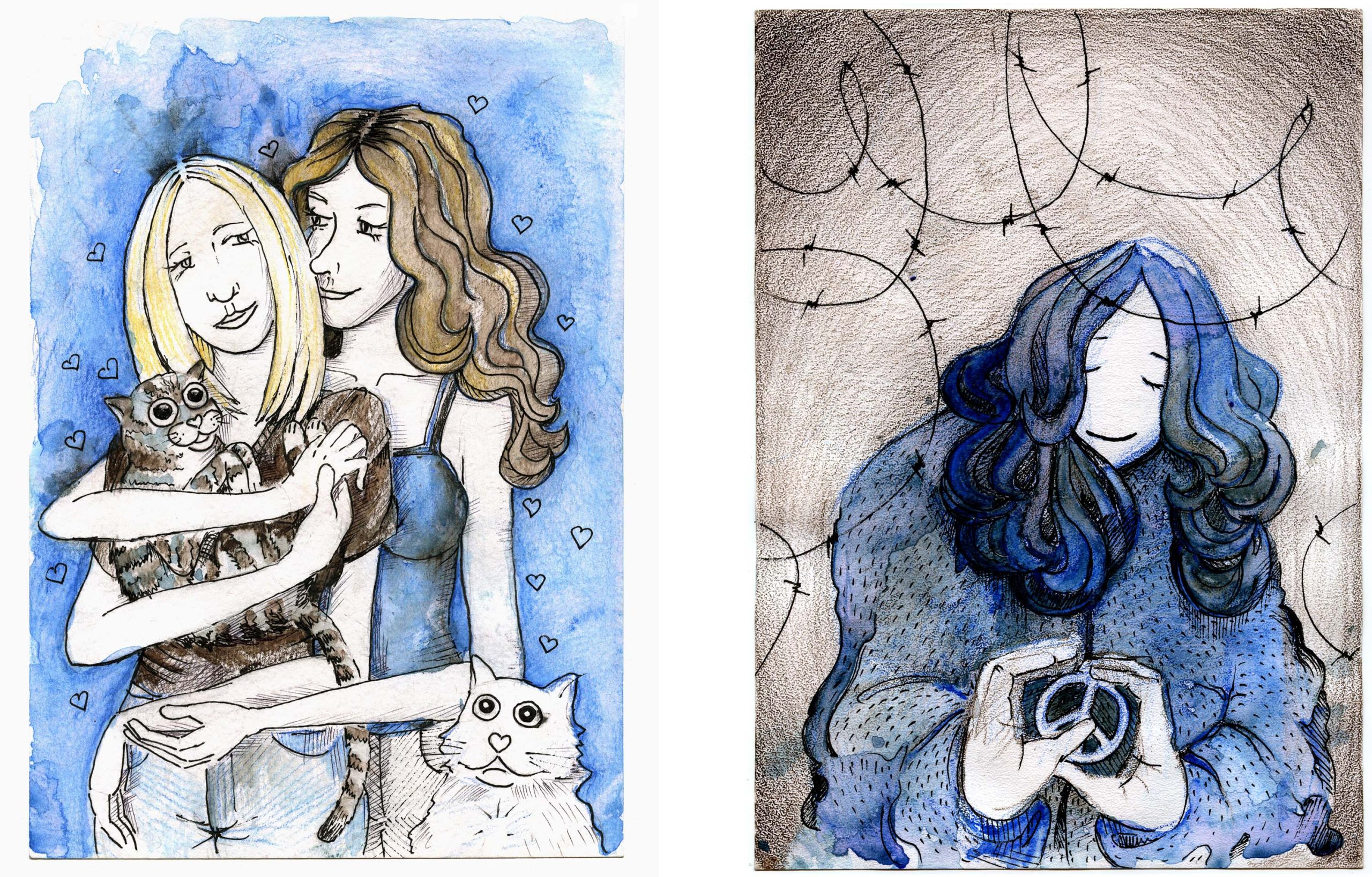 Tekeningen door Sasja Sosjilenko (Sasha Skochilenko)